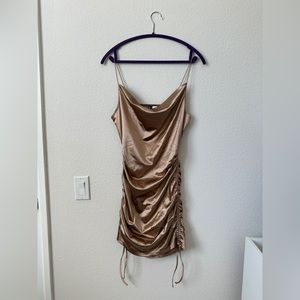 H&M Ruched Satin Cowl Mini Dress (M)